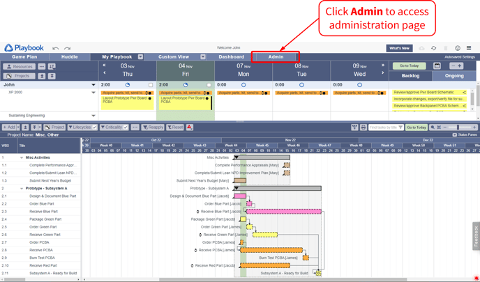 Admin - Overview - 1 - Admin button in Playbook