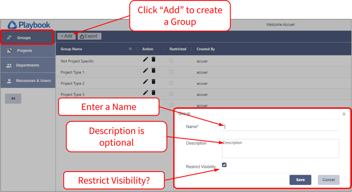 Admin - Groups - 8 - Create a group