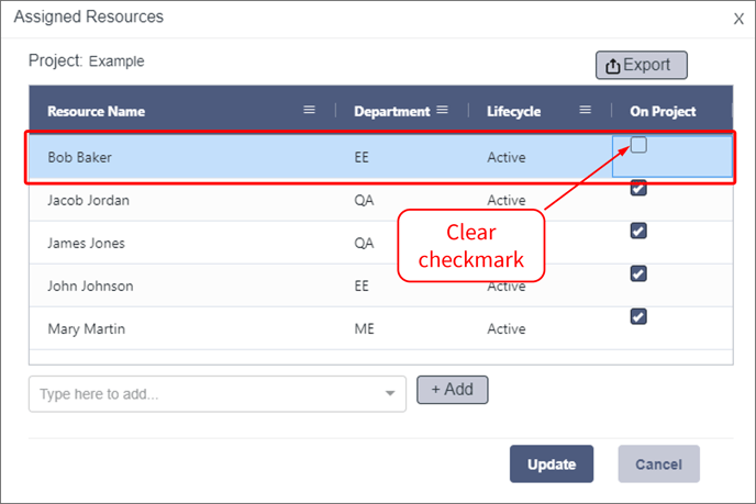 Admin - Projects - 5 - Unassigned resources in Playbook
