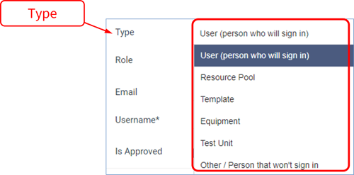 Admin - Resources and Users - 3 - Type