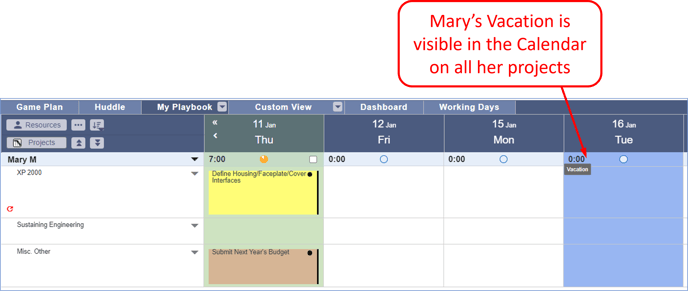 Jan 2024 - NWD - 9 - Mary - Vacation Day in Calendar