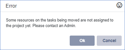 Oct 2024 - Move tasks to another project - 2 - Not allowed to Assign Resources