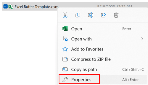 Excel Template - File Properties - 2