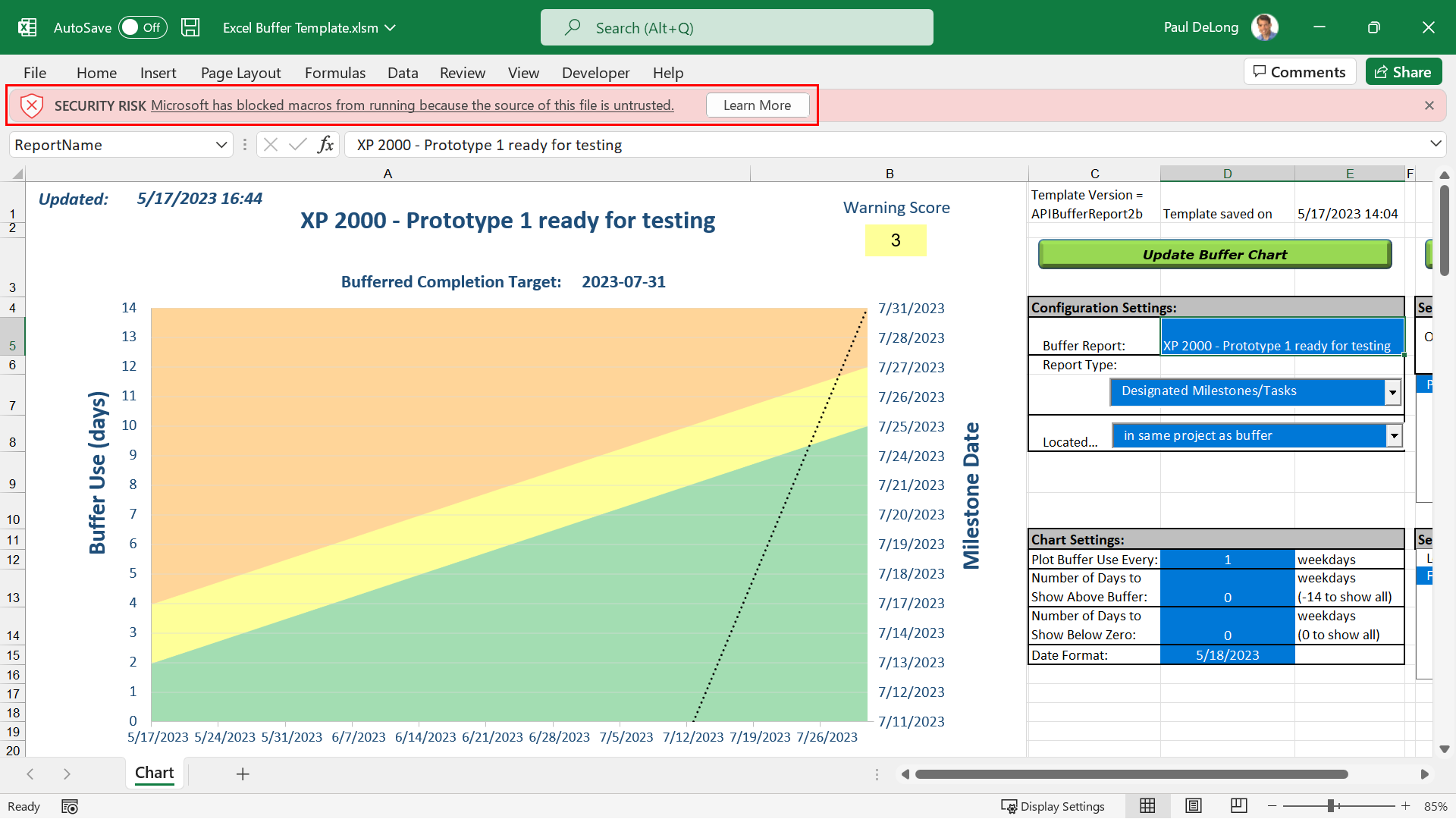 Excel Template - Security Risk message - 1