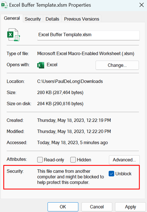 Excel Template - Unblock - 3